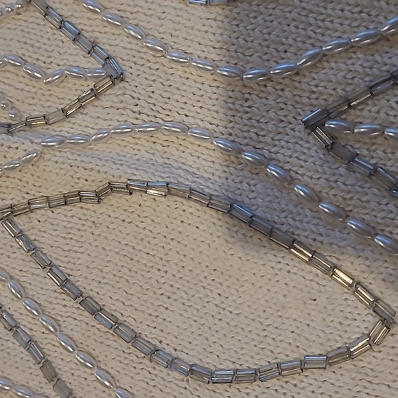 Studio Collection Vintage Ivory Embellished Cardigan Sweater size L - Picture 3 of 5